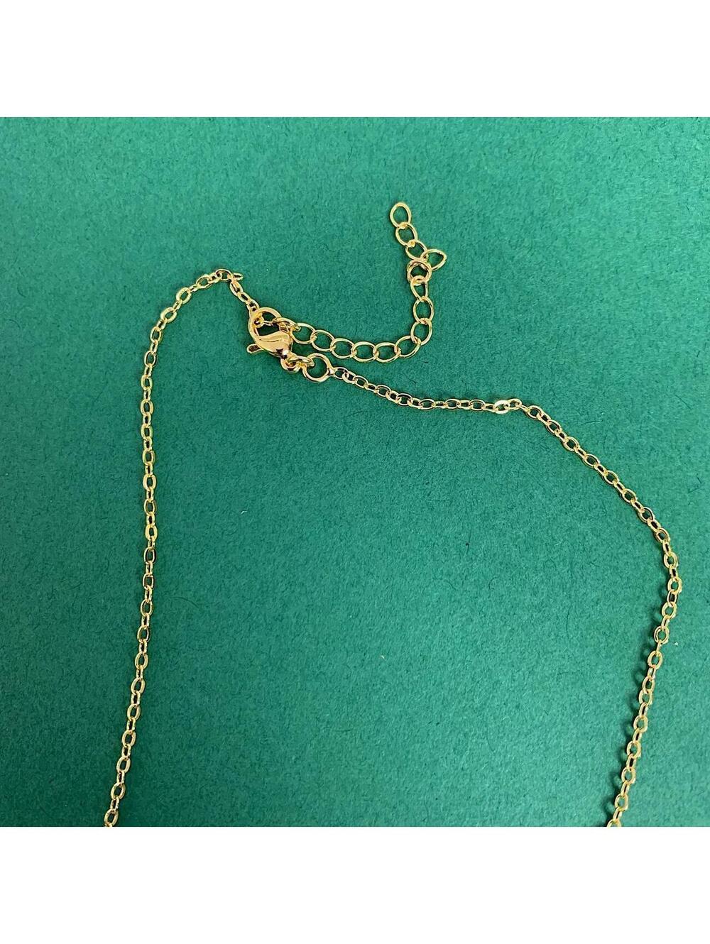 Gold Saint Marry green rhinestone pendant necklace. 19 inches length. Can be - Picture 7 of 7